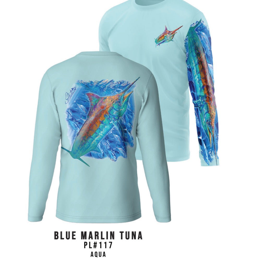 MENS UPF 50+ LONG SLEEVE PERFORMANCE BLUE MARLIN TUNA
