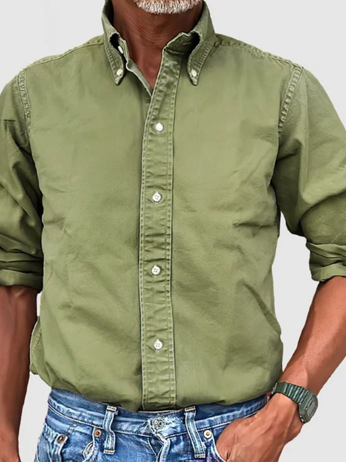 Mens-full-size-collared-neck-button-down-shirt-plus-size