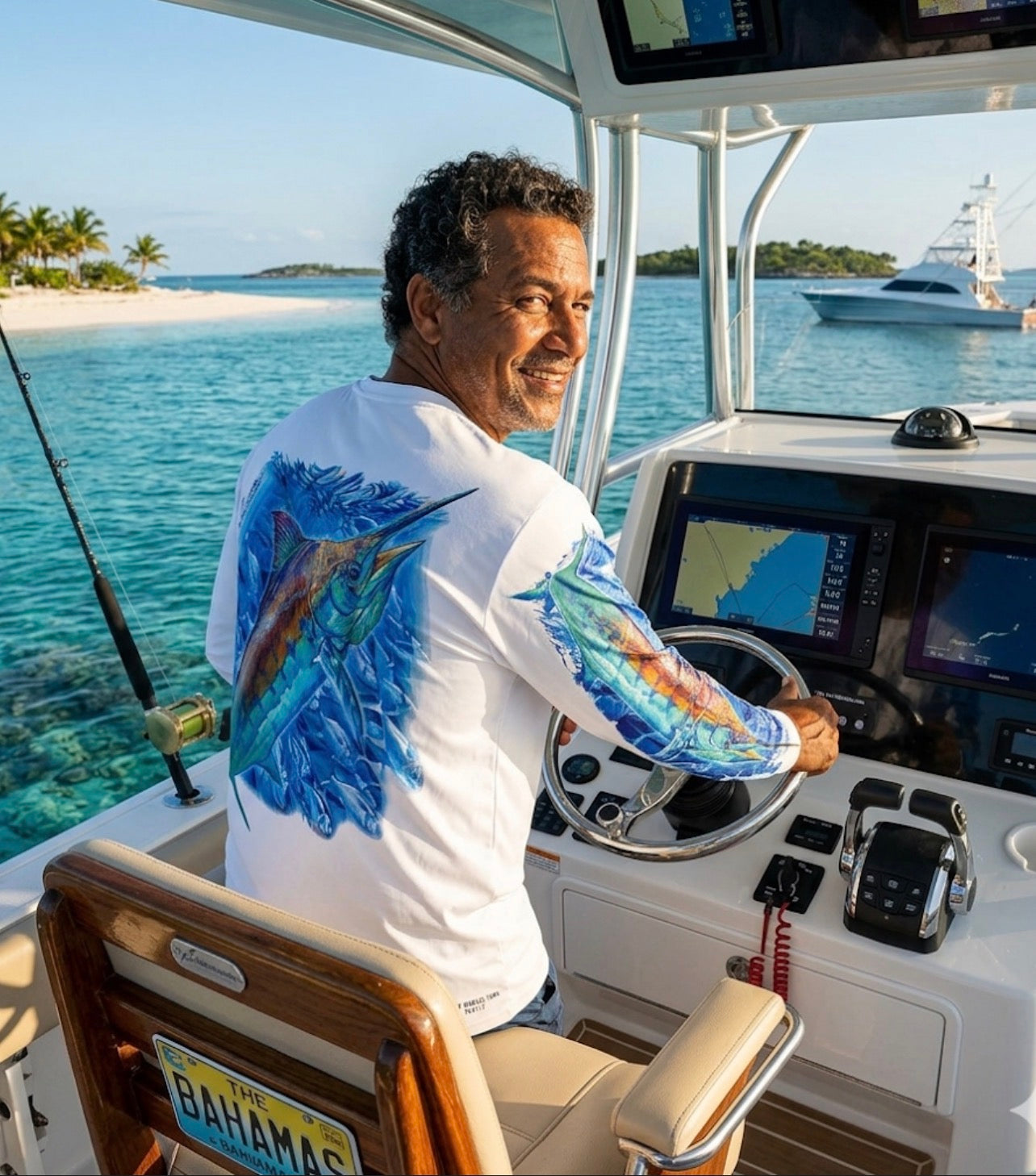 MENS UPF 50+ LONG SLEEVE PERFORMANCE BLUE MARLIN TUNA