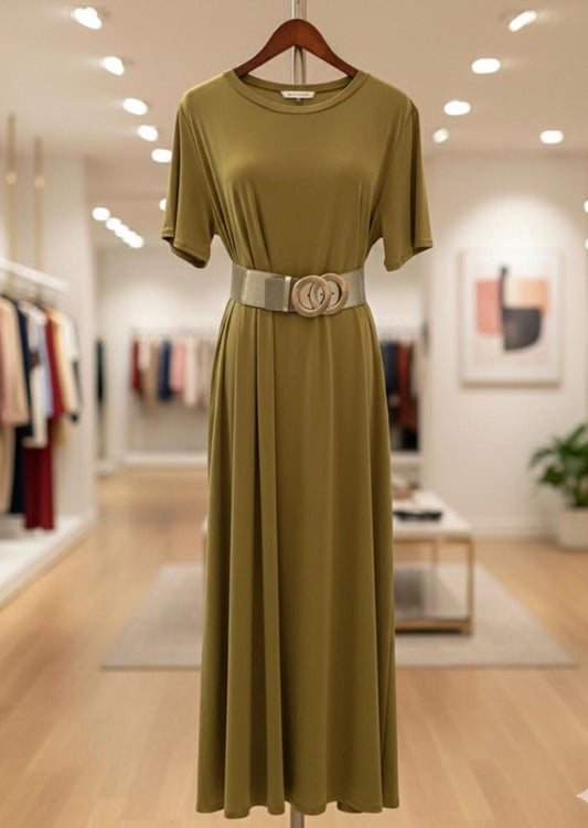 Vestido Maxi Verde Oliva con correa